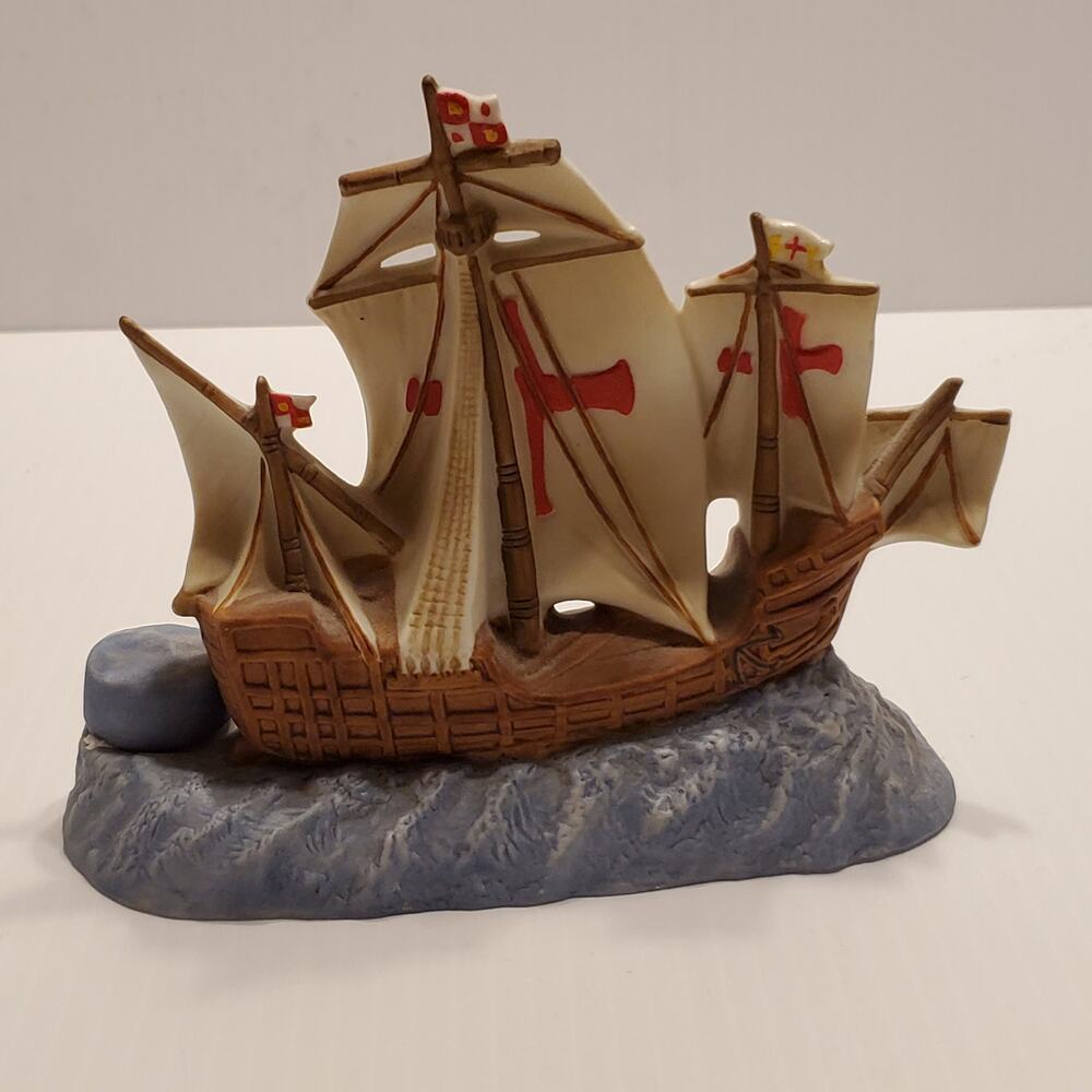 Vintage Santa Maria Sailboat figurine @1992 Foss Company